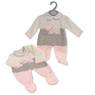 Pink Knitted "Dog" All in One
